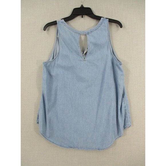 Old Navy Light Blue Sleeveless Keyhole Denim Tank Top Size - L - Picture 7 of 7
